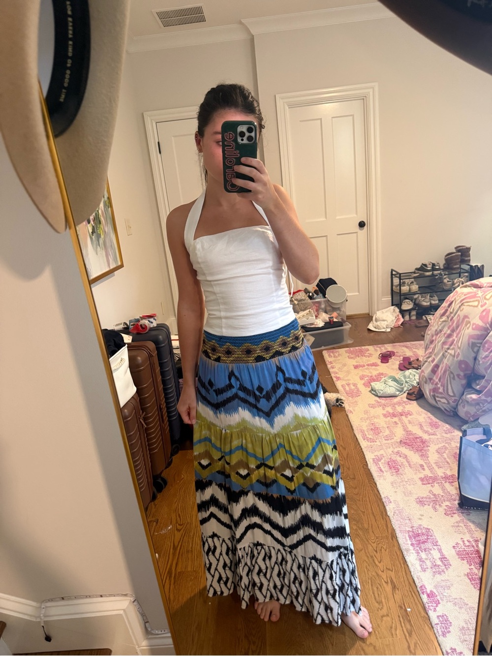 Boho Multi-Color Maxi Skirt - Women's Printed Tiered Skirt